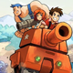 Advance Wars characters ride in an orange tank away from the Blue Army.